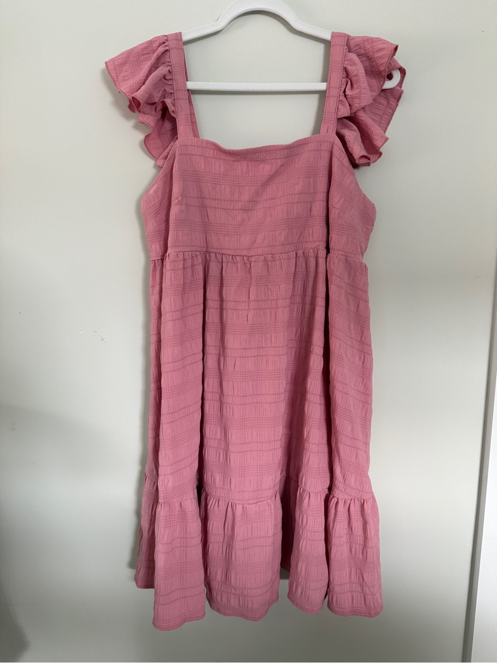 Pink Ruffle Strap Summer Dress